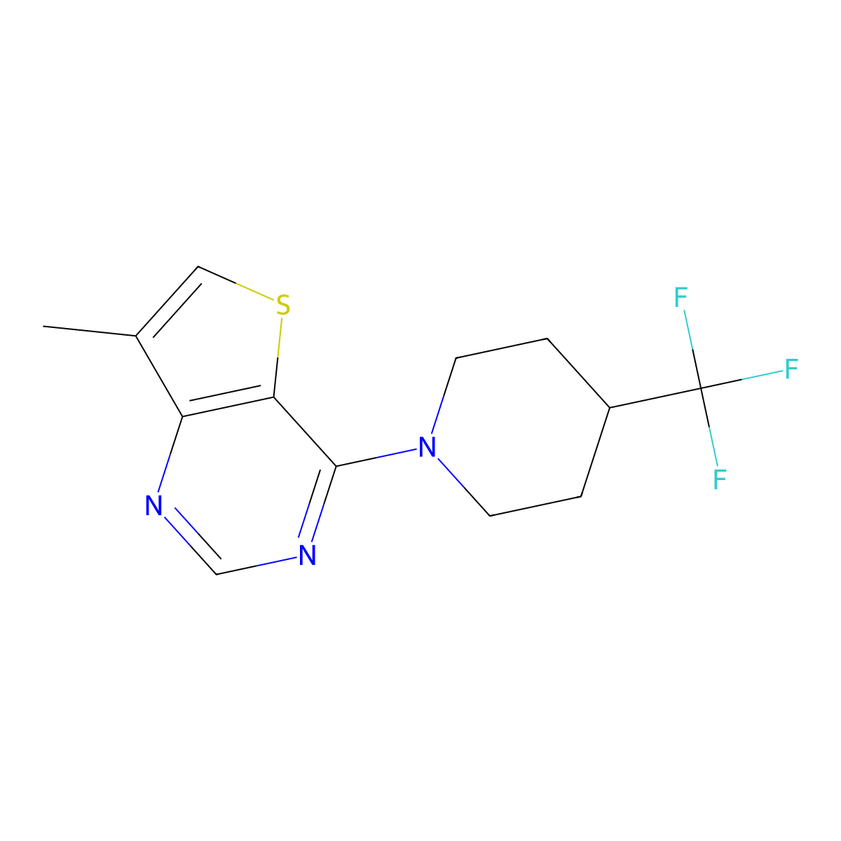 1-{7-Methylthieno[3,2-d]pyrimidin-4-yl}-4-(trifluoromethyl)piperidine molecular structure, CAS 2549030-84-2