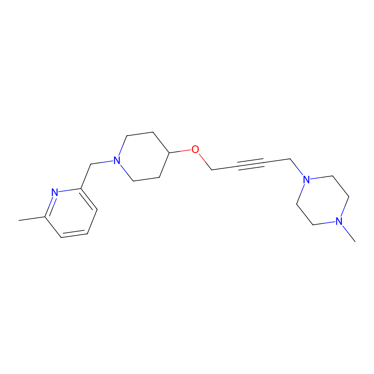 1-Methyl-4-[4-({1-[(6-methylpyridin-2-yl)methyl]piperidin-4-yl}oxy)but-2-yn-1-yl]piperazine molecular structure, CAS 2549030-85-3