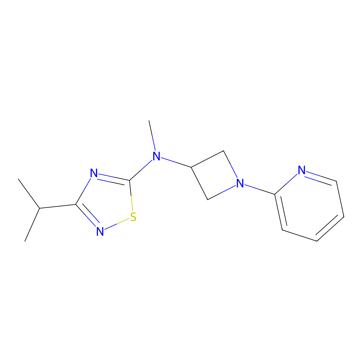 N-methyl-3-(propan-2-yl)-N-[1-(pyridin-2-yl)azetidin-3-yl]-1,2,4-thiadiazol-5-amine molecular structure, CAS 2549030-89-7