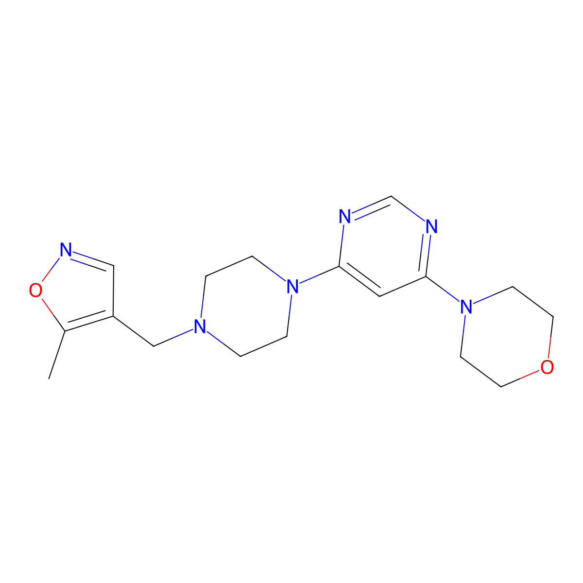 4-(6-{4-[(5-Methyl-1,2-oxazol-4-yl)methyl]piperazin-1-yl}pyrimidin-4-yl)morpholine molecular structure, CAS 2549030-91-1