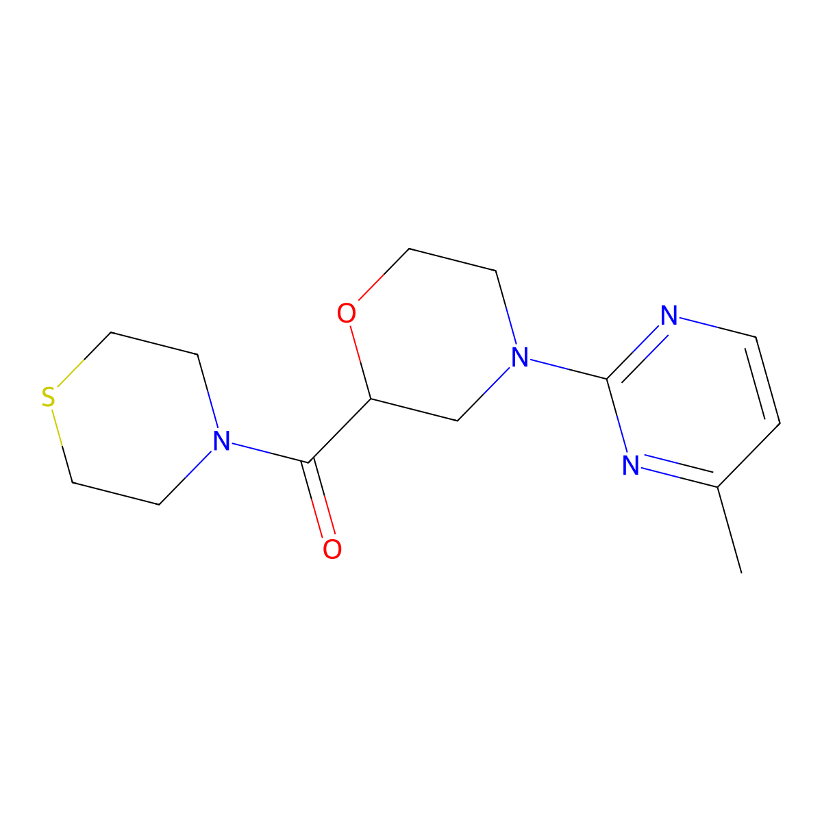 4-(4-Methylpyrimidin-2-yl)-2-(thiomorpholine-4-carbonyl)morpholine molecular structure, CAS 2549030-94-4