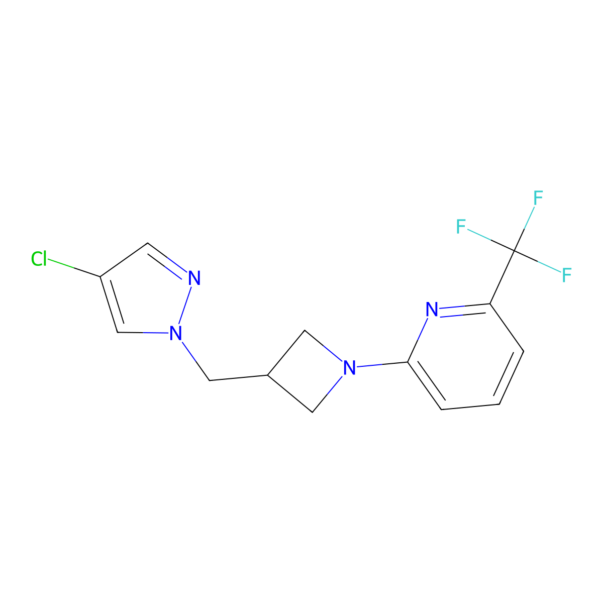 2-{3-[(4-chloro-1H-pyrazol-1-yl)methyl]azetidin-1-yl}-6-(trifluoromethyl)pyridine molecular structure, CAS 2549030-96-6
