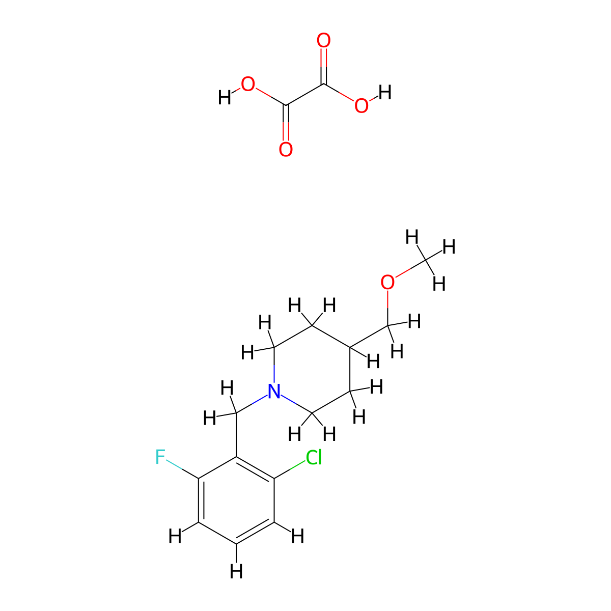 1-[(2-Chloro-6-fluorophenyl)methyl]-4-(methoxymethyl)piperidine; oxalic acid molecular structure, CAS 2549030-98-8