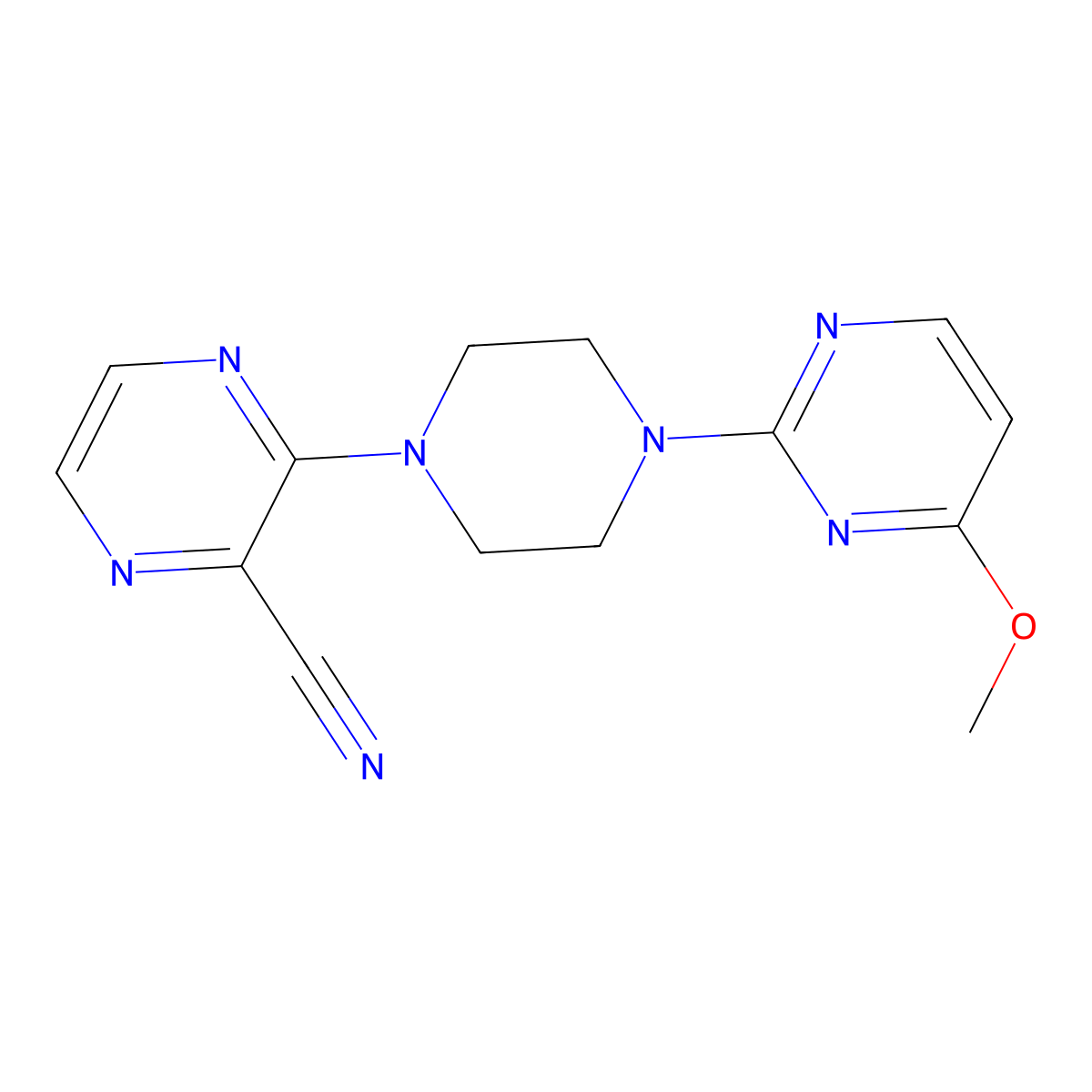 3-[4-(4-Methoxypyrimidin-2-yl)piperazin-1-yl]pyrazine-2-carbonitrile molecular structure, CAS 2549031-02-7