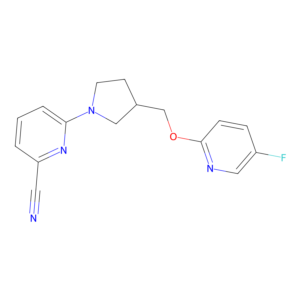 6-(3-{[(5-Fluoropyridin-2-yl)oxy]methyl}pyrrolidin-1-yl)pyridine-2-carbonitrile molecular structure, CAS 2549031-04-9