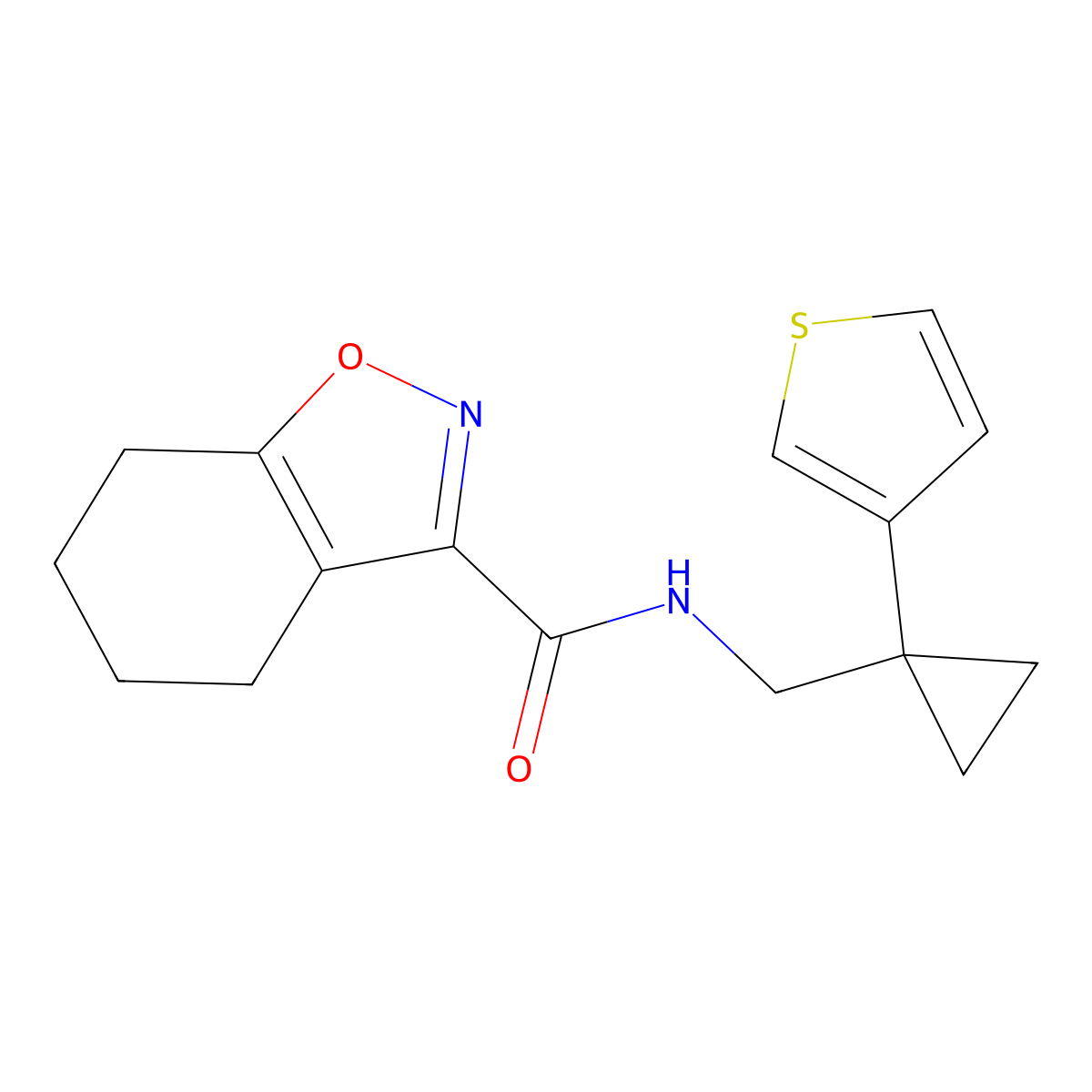 N-{[1-(thiophen-3-yl)cyclopropyl]methyl}-4,5,6,7-tetrahydro-1,2-benzoxazole-3-carboxamide molecular structure, CAS 2549031-10-7