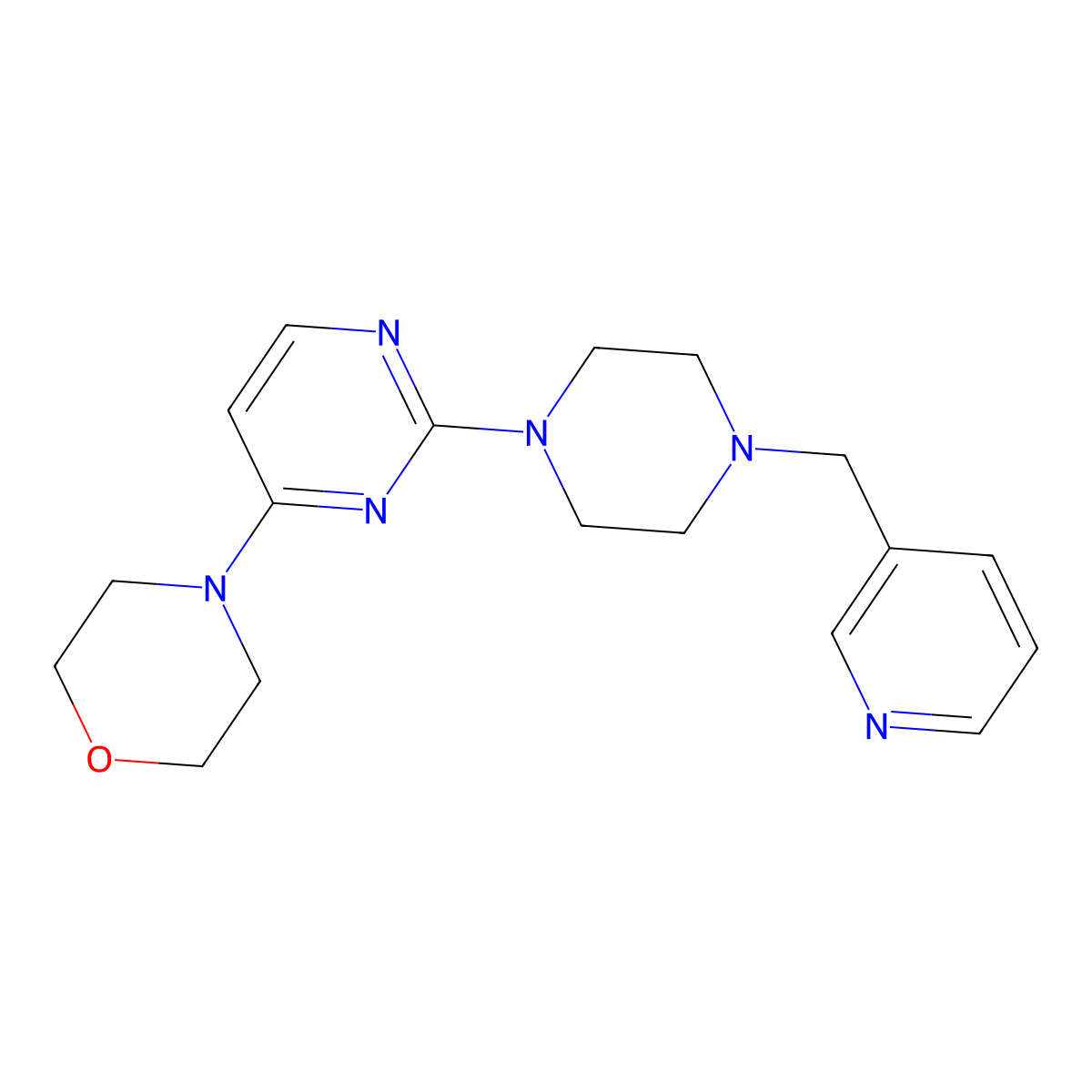 4-(2-{4-[(Pyridin-3-yl)methyl]piperazin-1-yl}pyrimidin-4-yl)morpholine molecular structure, CAS 2549031-16-3