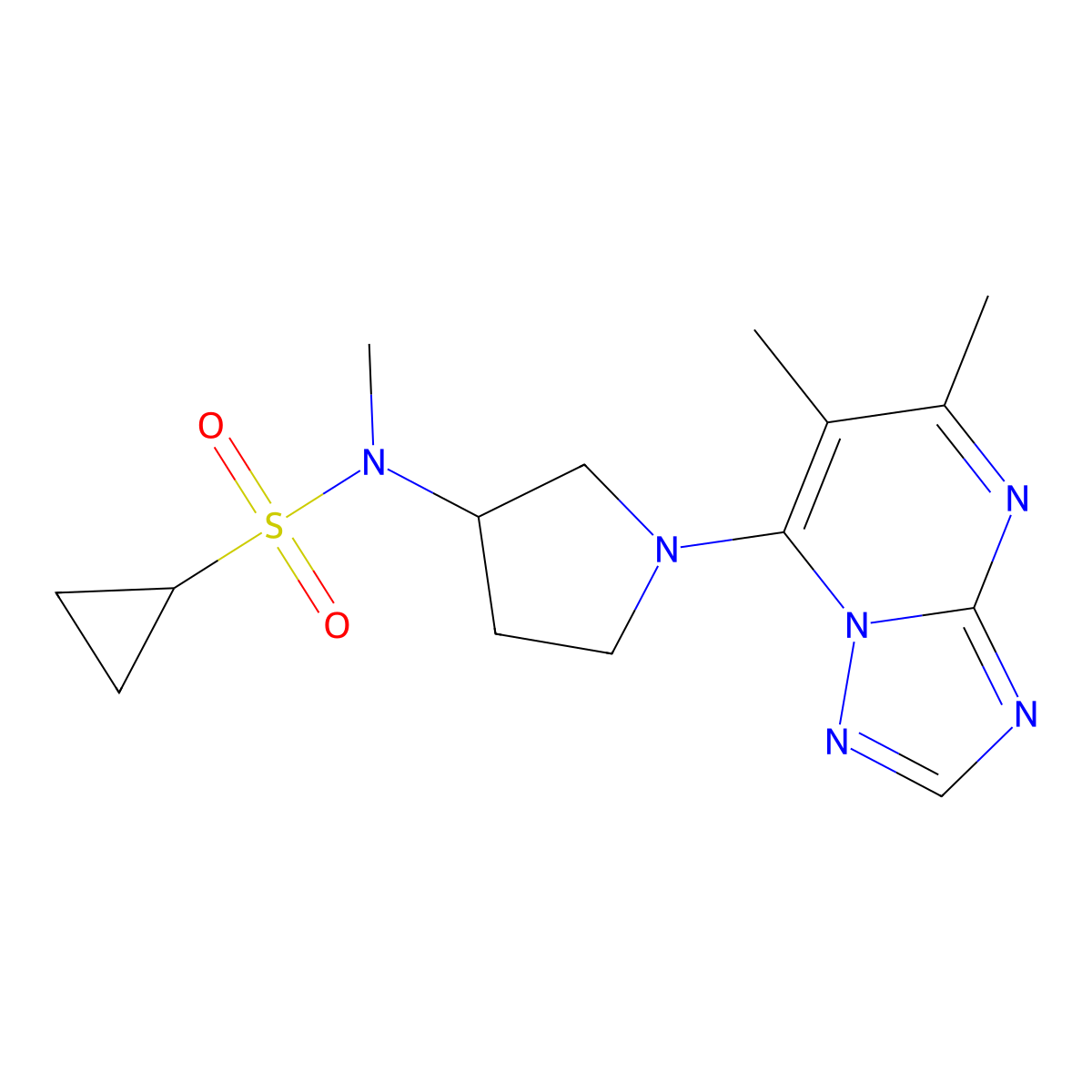 N-(1-{5,6-dimethyl-[1,2,4]triazolo[1,5-a]pyrimidin-7-yl}pyrrolidin-3-yl)-N-methylcyclopropanesulfonamide molecular structure, CAS 2549031-17-4