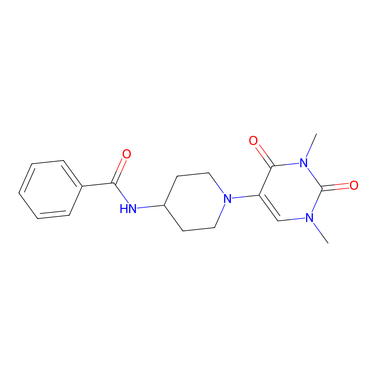 N-[1-(1,3-dimethyl-2,4-dioxo-1,2,3,4-tetrahydropyrimidin-5-yl)piperidin-4-yl]benzamide molecular structure, CAS 2549031-24-3