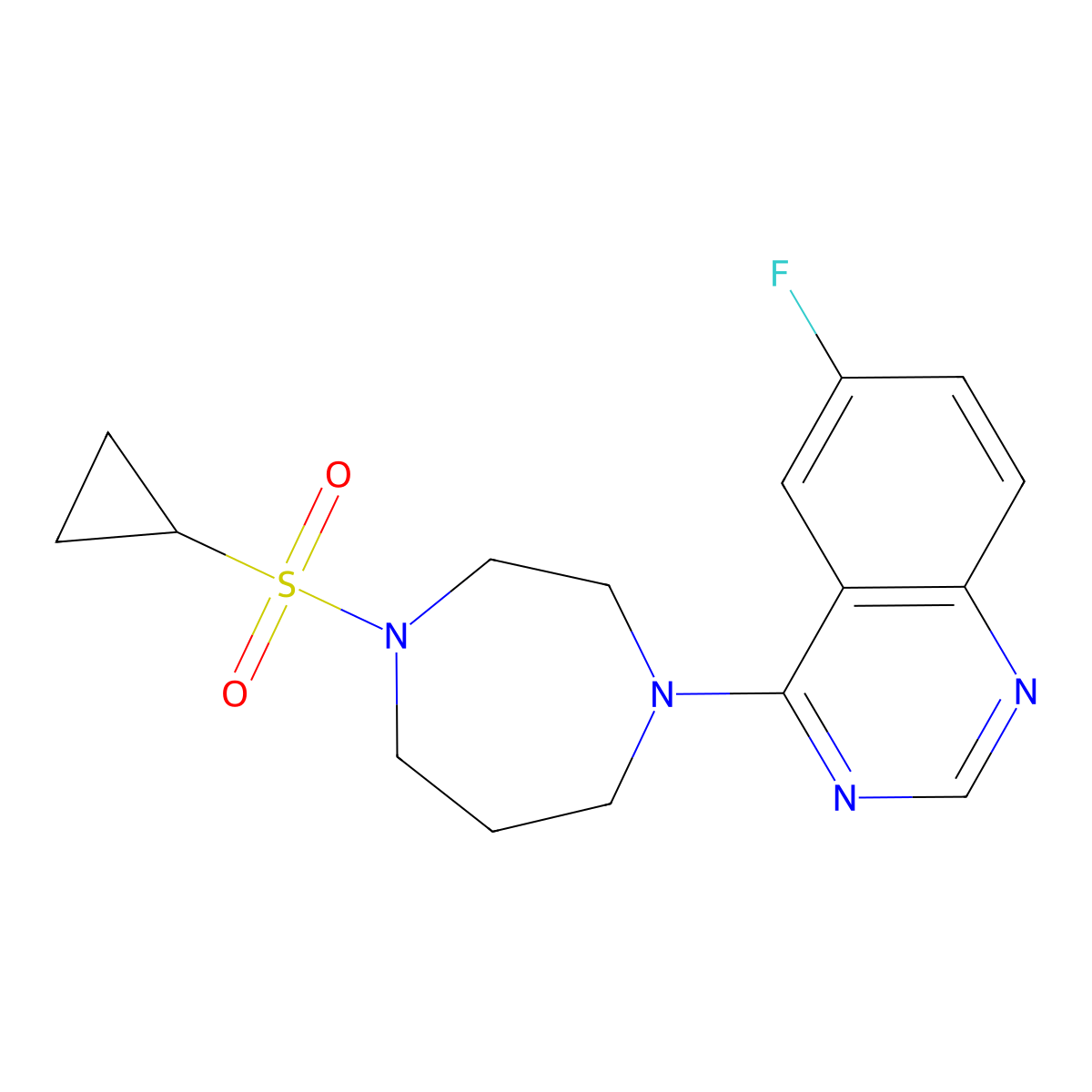 4-[4-(Cyclopropanesulfonyl)-1,4-diazepan-1-yl]-6-fluoroquinazoline molecular structure, CAS 2549031-27-6