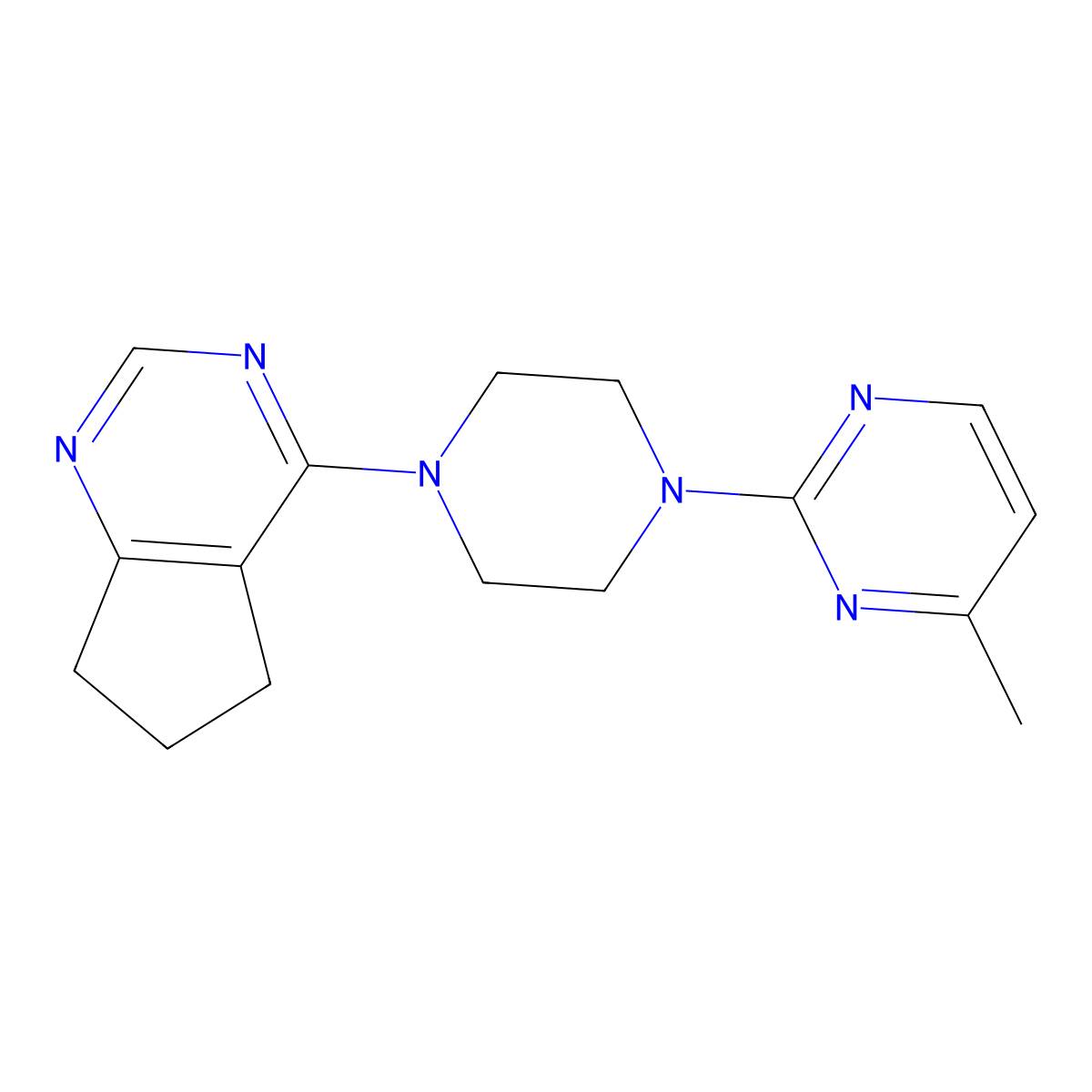 2-(4-{5H,6H,7H-cyclopenta[d]pyrimidin-4-yl}piperazin-1-yl)-4-methylpyrimidine molecular structure, CAS 2549031-28-7
