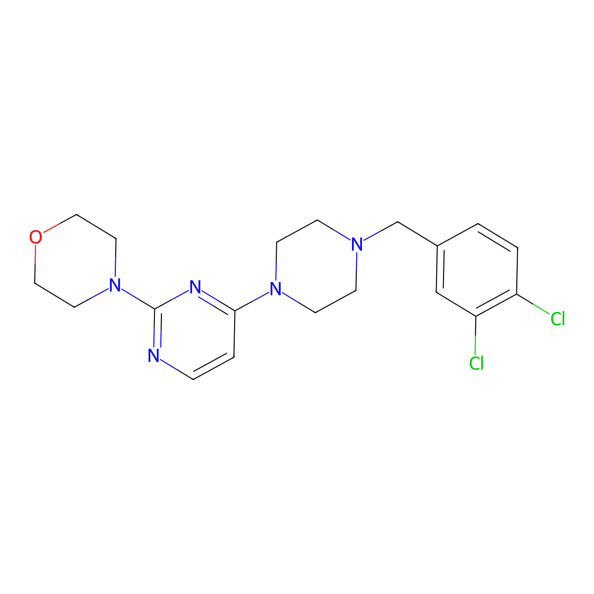 4-(4-{4-[(3,4-Dichlorophenyl)methyl]piperazin-1-yl}pyrimidin-2-yl)morpholine molecular structure, CAS 2549031-38-9