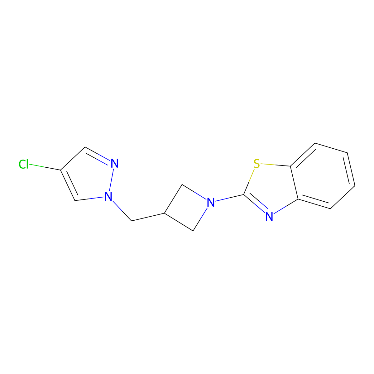2-{3-[(4-chloro-1H-pyrazol-1-yl)methyl]azetidin-1-yl}-1,3-benzothiazole molecular structure, CAS 2549031-39-0