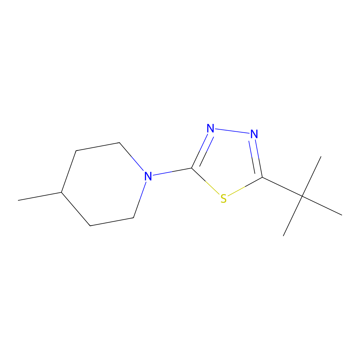1-(5-Tert-butyl-1,3,4-thiadiazol-2-yl)-4-methylpiperidine molecular structure, CAS 2549031-40-3
