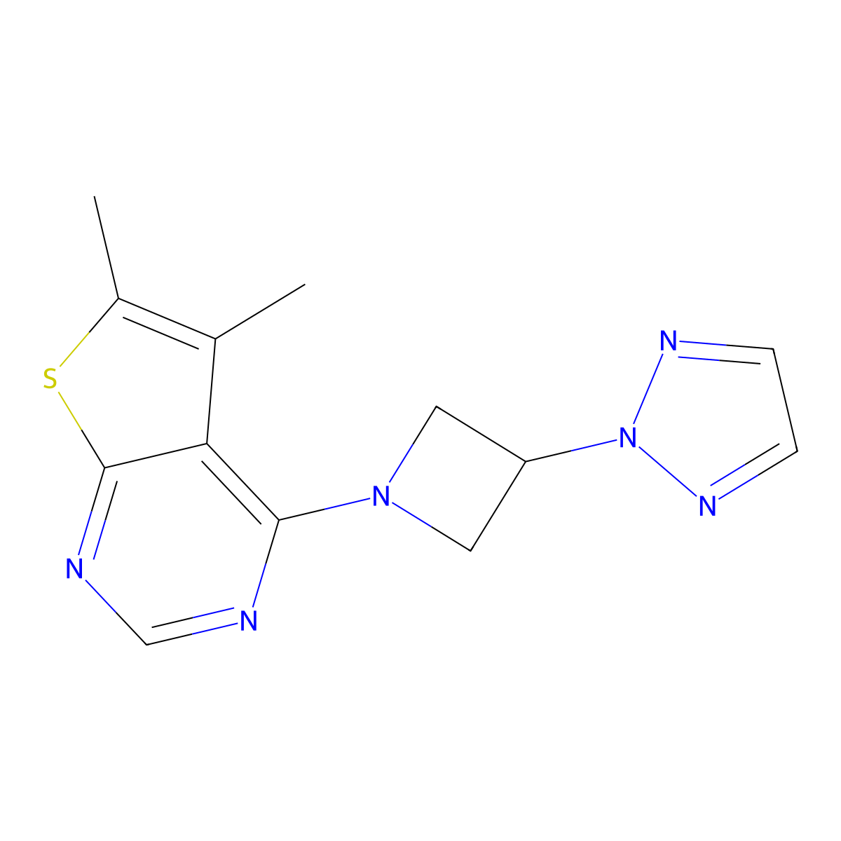2-(1-{5,6-dimethylthieno[2,3-d]pyrimidin-4-yl}azetidin-3-yl)-2H-1,2,3-triazole molecular structure, CAS 2549031-44-7