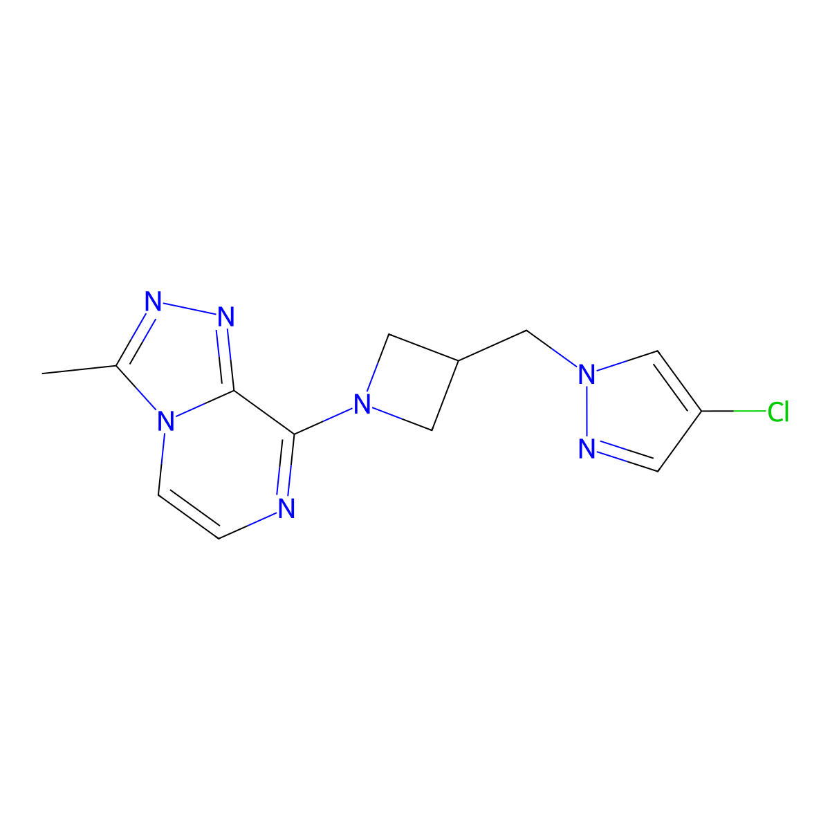 4-chloro-1-[(1-{3-methyl-[1,2,4]triazolo[4,3-a]pyrazin-8-yl}azetidin-3-yl)methyl]-1H-pyrazole molecular structure, CAS 2549031-48-1