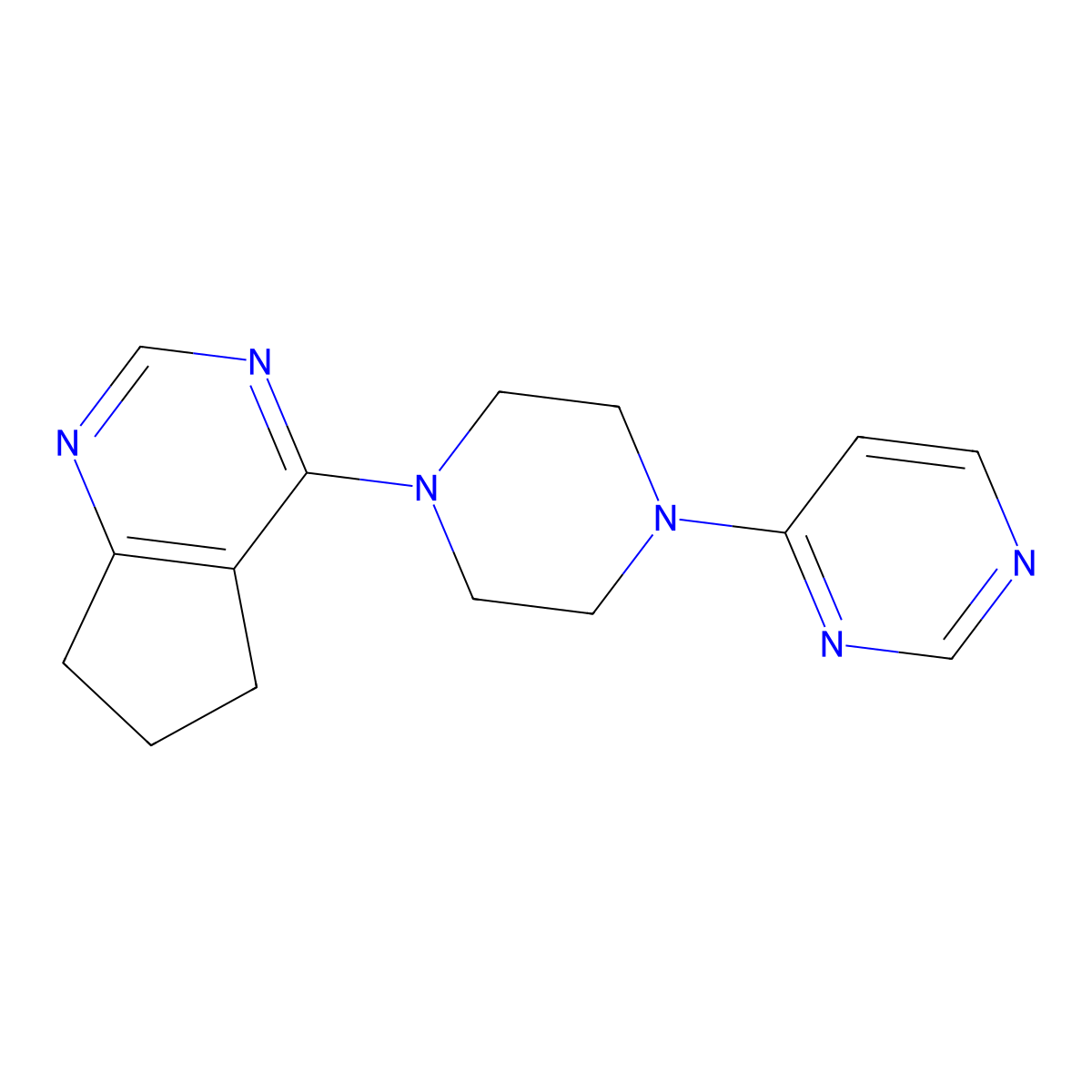 4-(4-{5H,6H,7H-cyclopenta[d]pyrimidin-4-yl}piperazin-1-yl)pyrimidine molecular structure, CAS 2549031-51-6