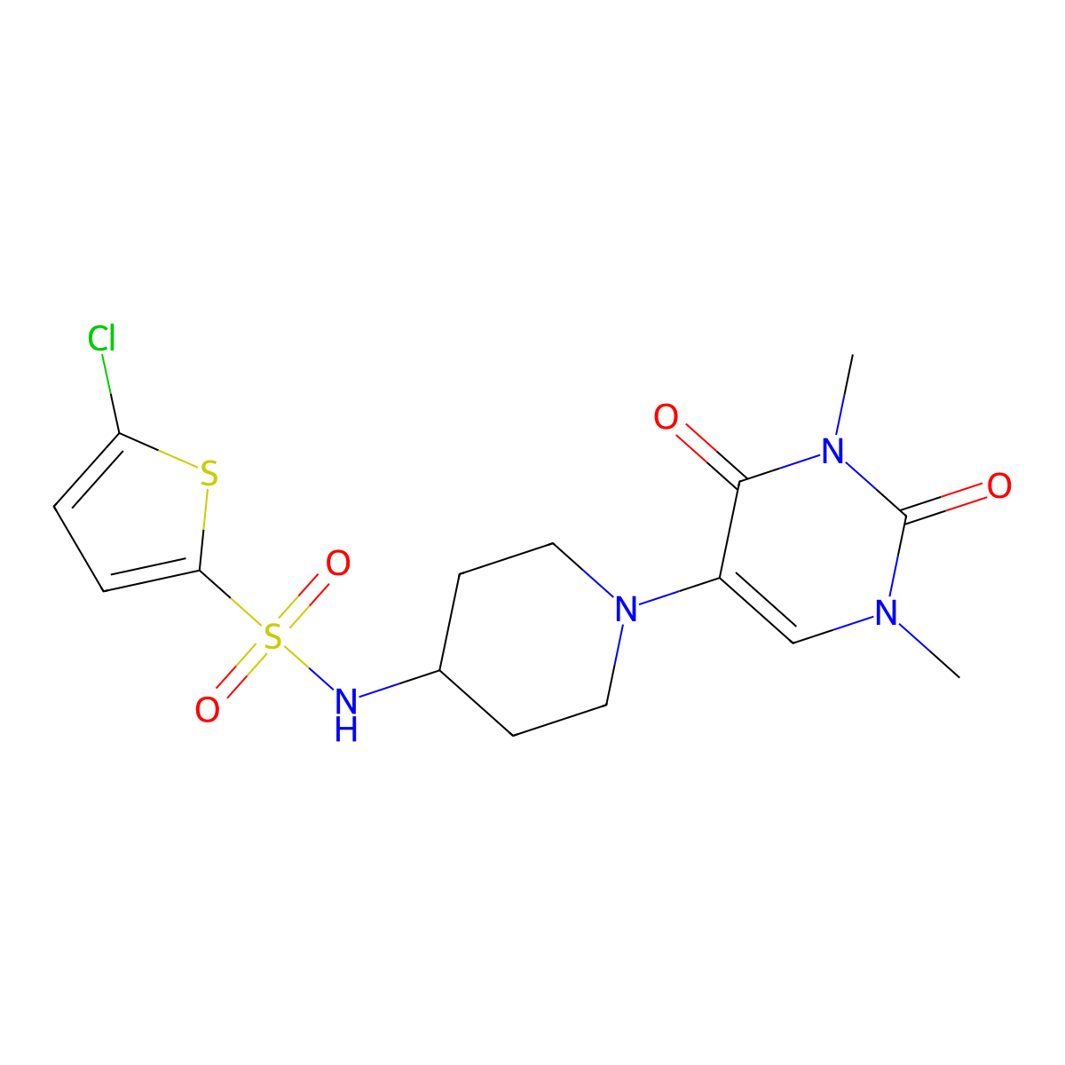 5-chloro-N-[1-(1,3-dimethyl-2,4-dioxo-1,2,3,4-tetrahydropyrimidin-5-yl)piperidin-4-yl]thiophene-2-sulfonamide molecular structure, CAS 2549031-52-7