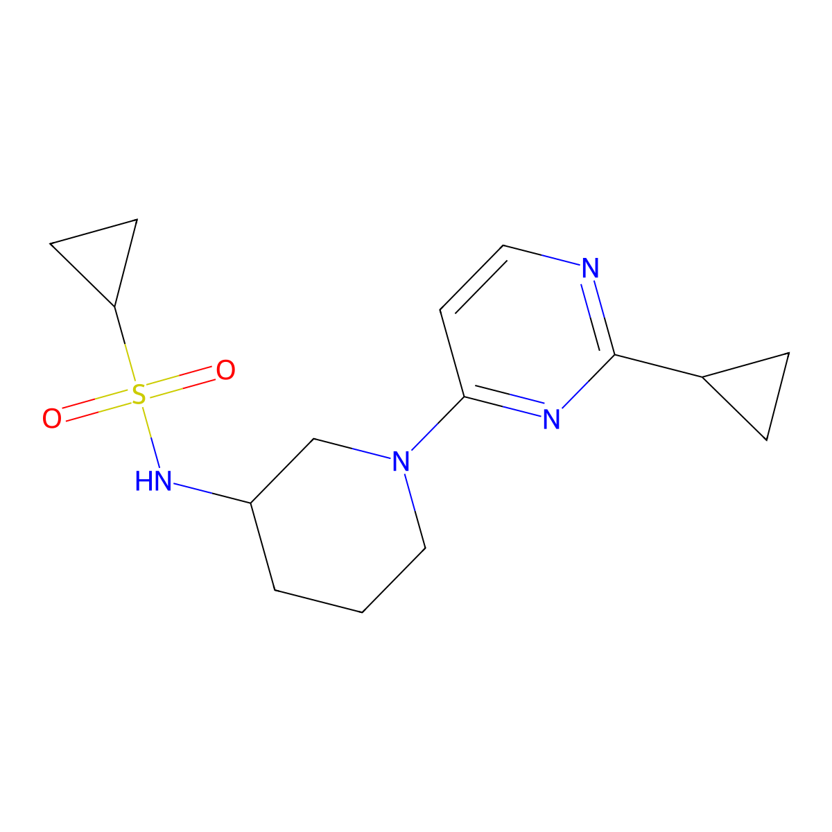 N-[1-(2-cyclopropylpyrimidin-4-yl)piperidin-3-yl]cyclopropanesulfonamide molecular structure, CAS 2549031-53-8