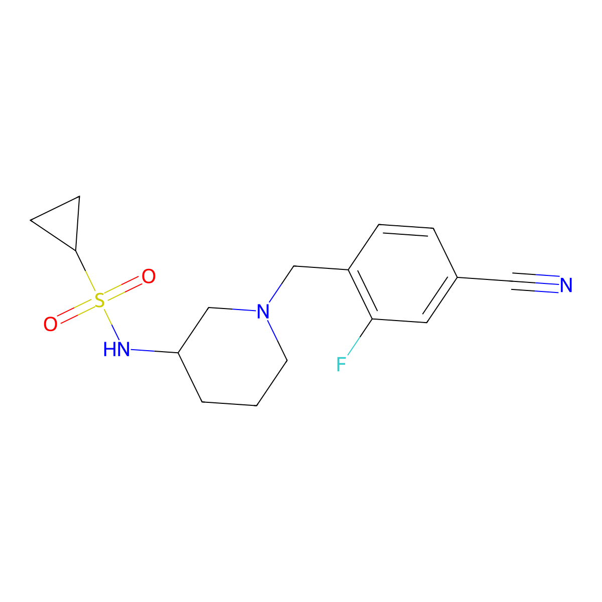 N-{1-[(4-cyano-2-fluorophenyl)methyl]piperidin-3-yl}cyclopropanesulfonamide molecular structure, CAS 2549031-65-2