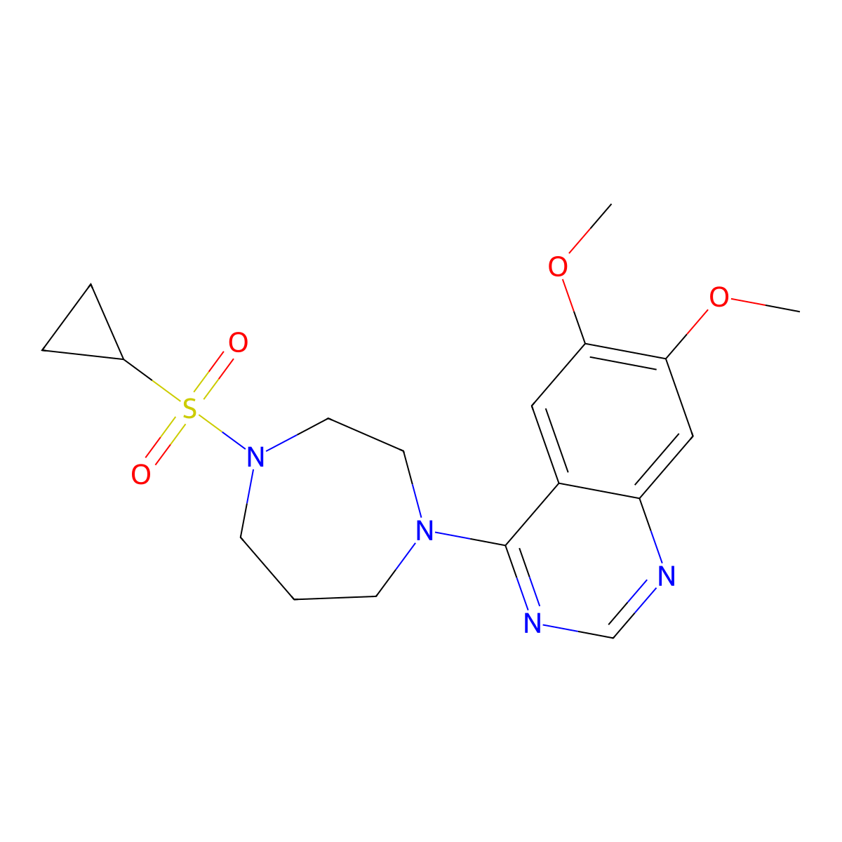 4-[4-(Cyclopropanesulfonyl)-1,4-diazepan-1-yl]-6,7-dimethoxyquinazoline molecular structure, CAS 2549031-66-3