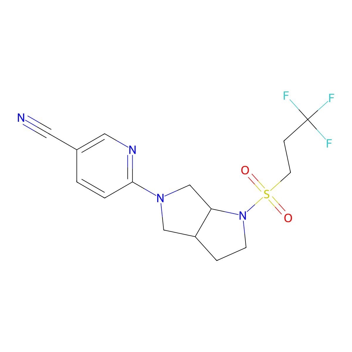 6-[1-(3,3,3-Trifluoropropanesulfonyl)-octahydropyrrolo[2,3-c]pyrrol-5-yl]pyridine-3-carbonitrile molecular structure, CAS 2549031-74-3