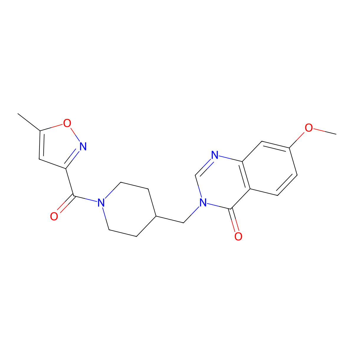 7-Methoxy-3-{[1-(5-methyl-1,2-oxazole-3-carbonyl)piperidin-4-yl]methyl}-3,4-dihydroquinazolin-4-one molecular structure, CAS 2549031-76-5