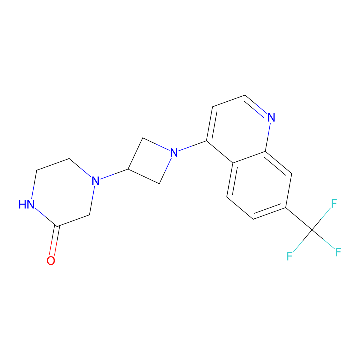 4-{1-[7-(Trifluoromethyl)quinolin-4-yl]azetidin-3-yl}piperazin-2-one molecular structure, CAS 2549031-78-7