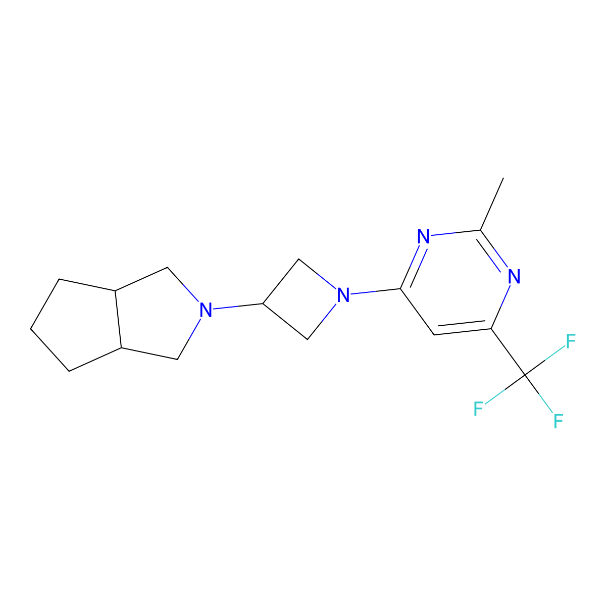 2-Methyl-4-(3-{octahydrocyclopenta[c]pyrrol-2-yl}azetidin-1-yl)-6-(trifluoromethyl)pyrimidine molecular structure, CAS 2549031-80-1