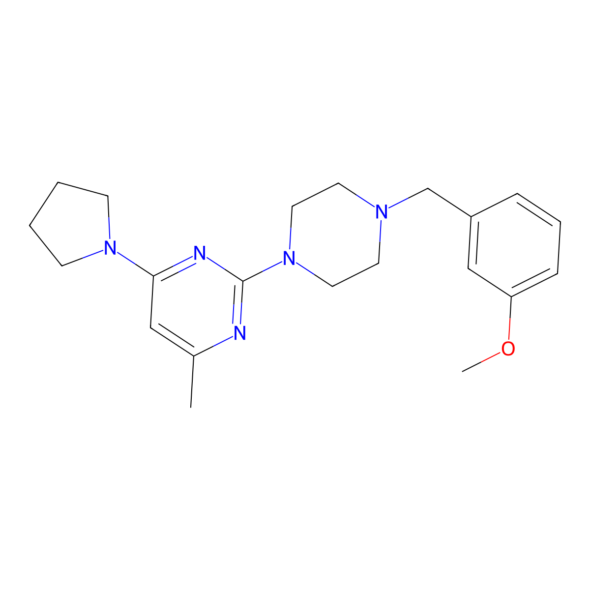 2-{4-[(3-Methoxyphenyl)methyl]piperazin-1-yl}-4-methyl-6-(pyrrolidin-1-yl)pyrimidine molecular structure, CAS 2549031-91-4