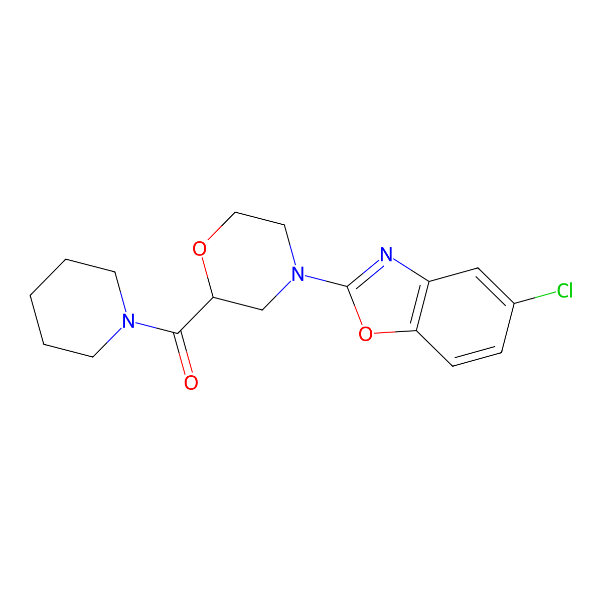 5-Chloro-2-[2-(piperidine-1-carbonyl)morpholin-4-yl]-1,3-benzoxazole molecular structure, CAS 2549031-93-6
