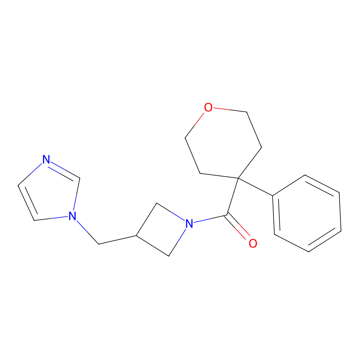 1-{[1-(4-phenyloxane-4-carbonyl)azetidin-3-yl]methyl}-1H-imidazole molecular structure, CAS 2549031-98-1