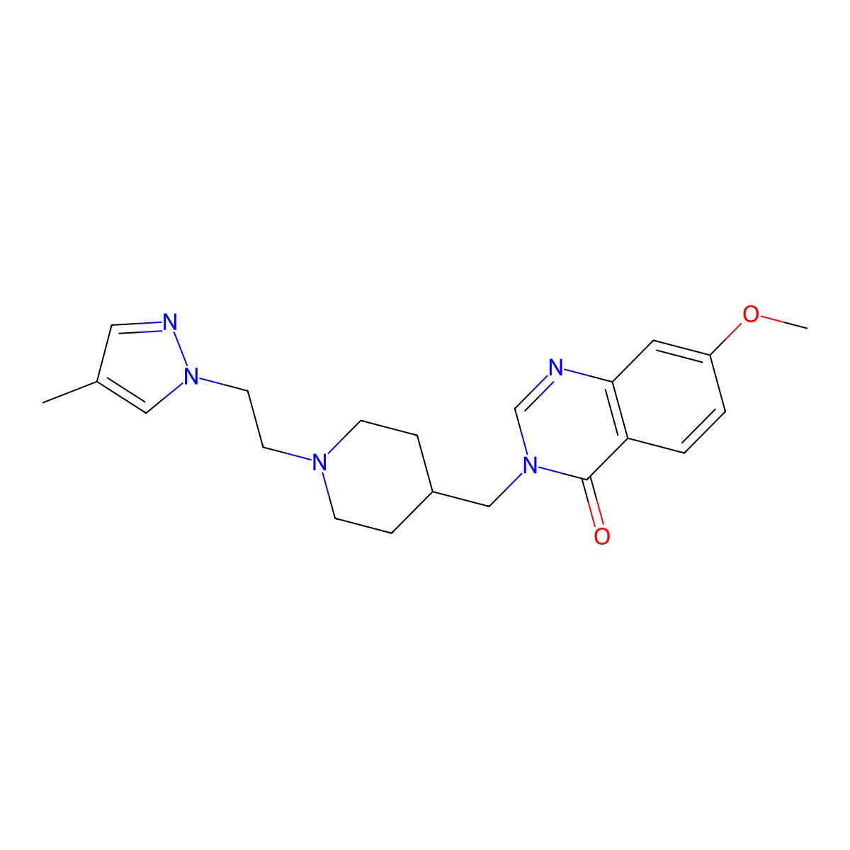 7-methoxy-3-({1-[2-(4-methyl-1H-pyrazol-1-yl)ethyl]piperidin-4-yl}methyl)-3,4-dihydroquinazolin-4-one molecular structure, CAS 2549032-00-8