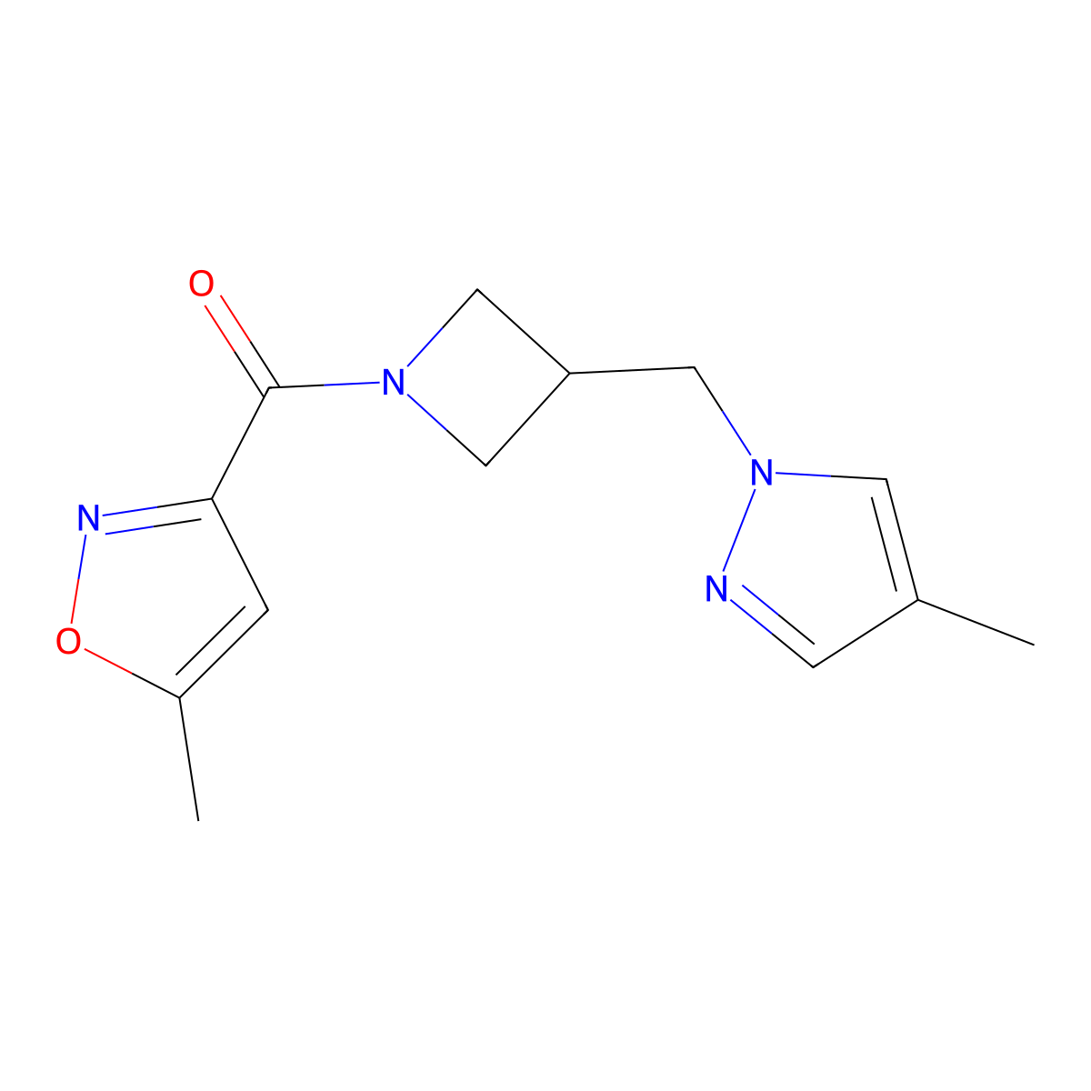 5-methyl-3-{3-[(4-methyl-1H-pyrazol-1-yl)methyl]azetidine-1-carbonyl}-1,2-oxazole molecular structure, CAS 2549032-02-0