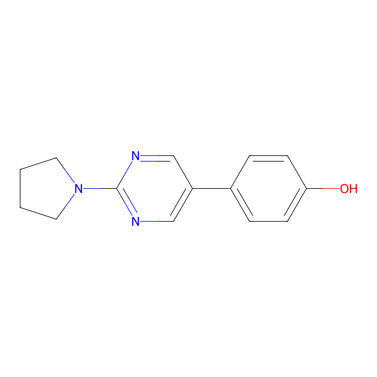 4-[2-(Pyrrolidin-1-yl)pyrimidin-5-yl]phenol molecular structure, CAS 2549032-06-4