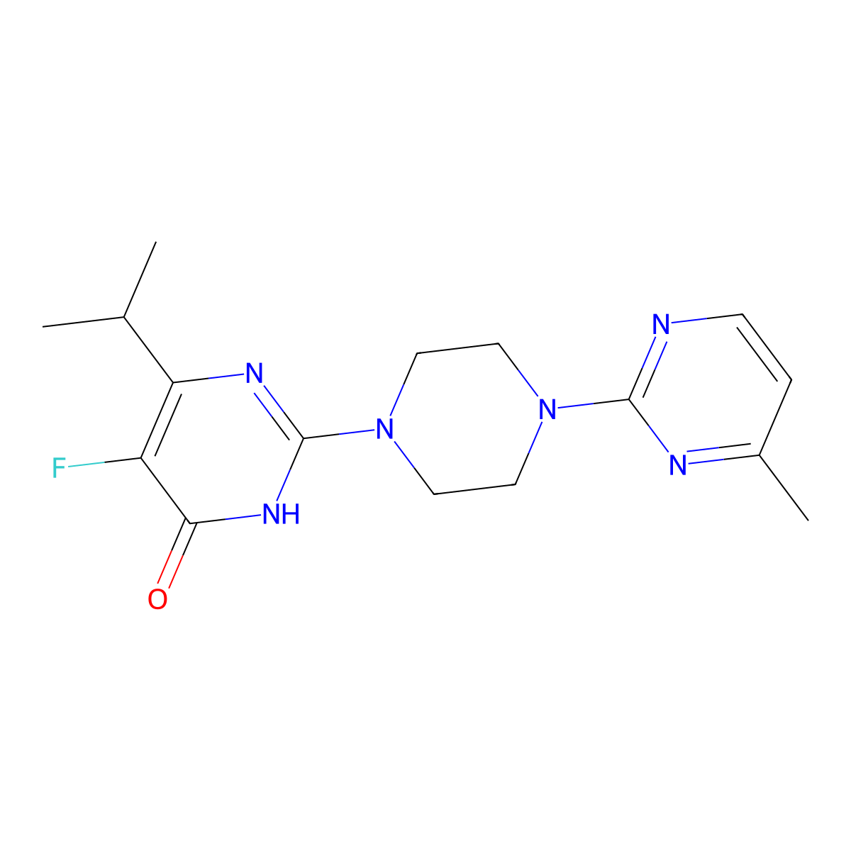 5-Fluoro-2-[4-(4-methylpyrimidin-2-yl)piperazin-1-yl]-6-(propan-2-yl)-3,4-dihydropyrimidin-4-one molecular structure, CAS 2549032-10-0