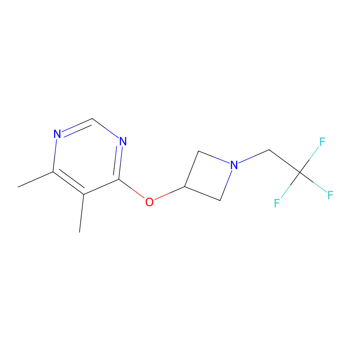 4,5-Dimethyl-6-{[1-(2,2,2-trifluoroethyl)azetidin-3-yl]oxy}pyrimidine molecular structure, CAS 2549032-19-9