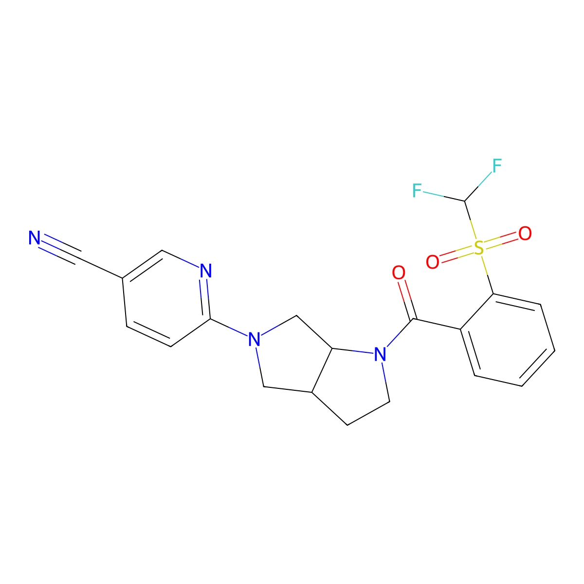 6-[1-(2-Difluoromethanesulfonylbenzoyl)-octahydropyrrolo[2,3-c]pyrrol-5-yl]pyridine-3-carbonitrile molecular structure, CAS 2549032-22-4