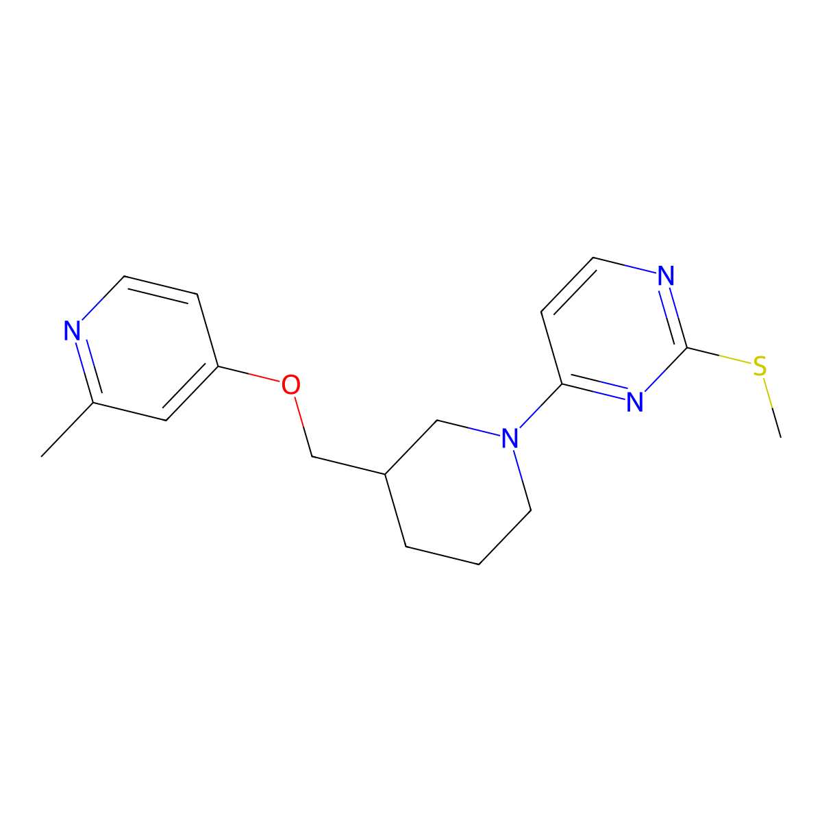 4-(3-{[(2-Methylpyridin-4-yl)oxy]methyl}piperidin-1-yl)-2-(methylsulfanyl)pyrimidine molecular structure, CAS 2549032-36-0