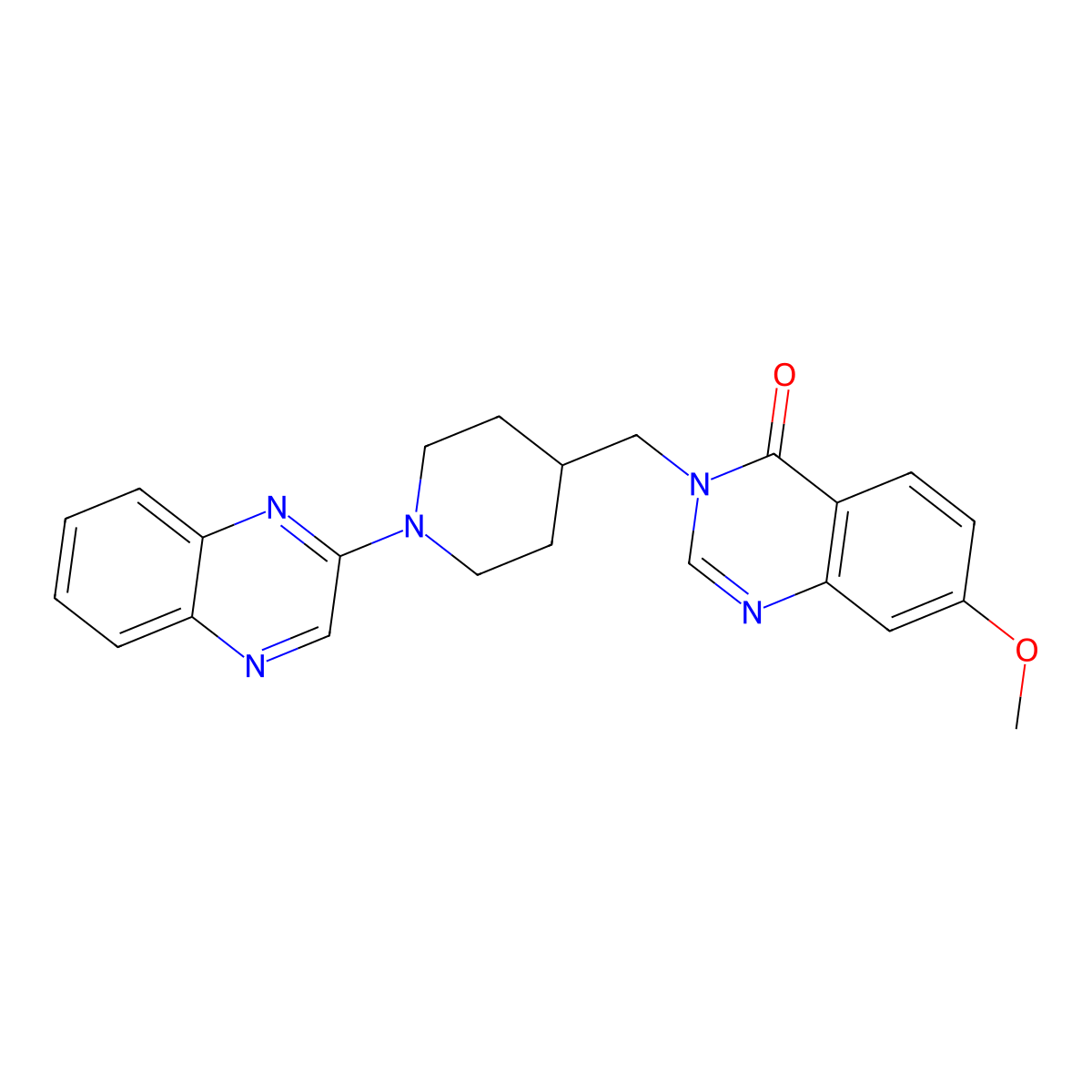 7-Methoxy-3-{[1-(quinoxalin-2-yl)piperidin-4-yl]methyl}-3,4-dihydroquinazolin-4-one molecular structure, CAS 2549032-53-1