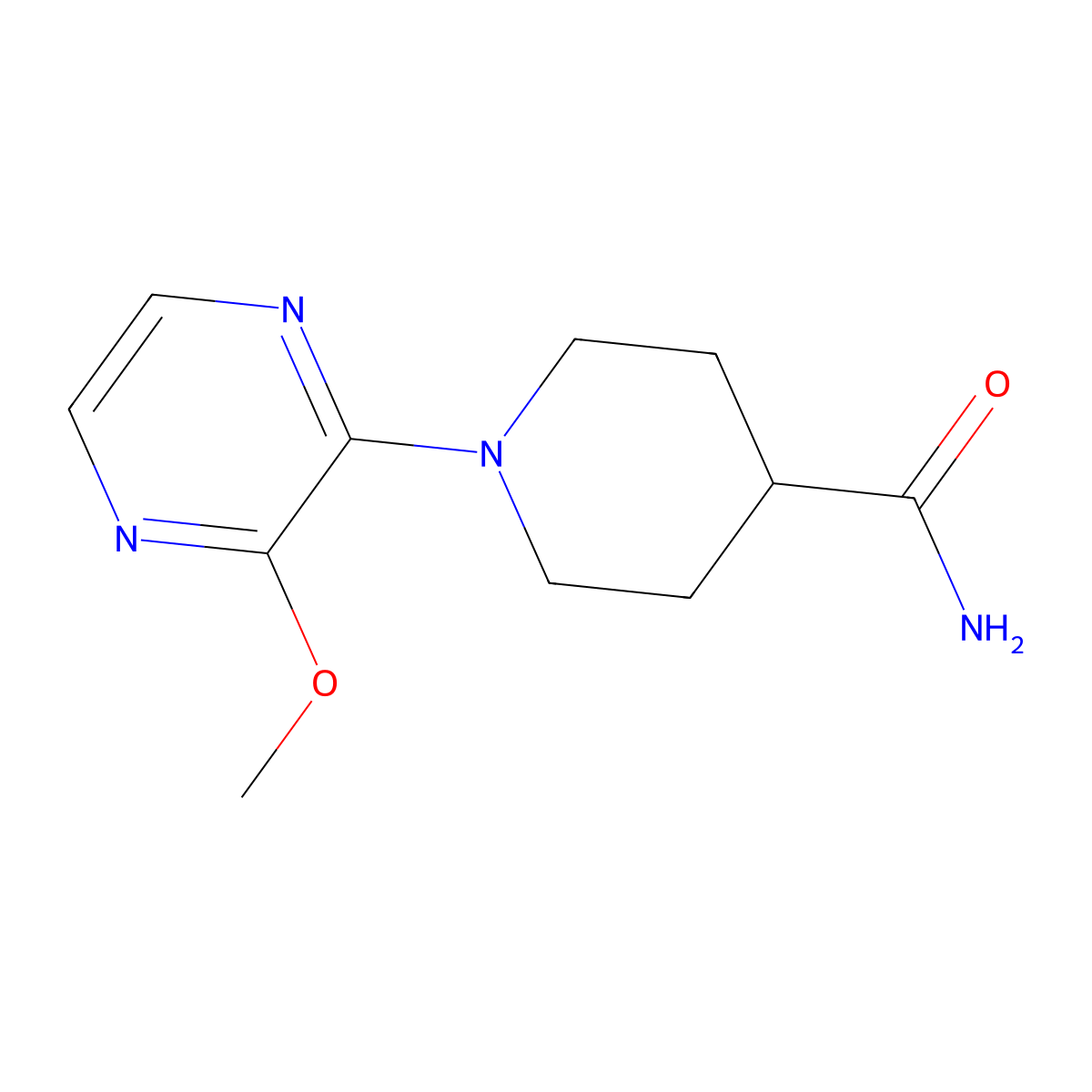 1-(3-Methoxypyrazin-2-yl)piperidine-4-carboxamide molecular structure, CAS 2549032-56-4