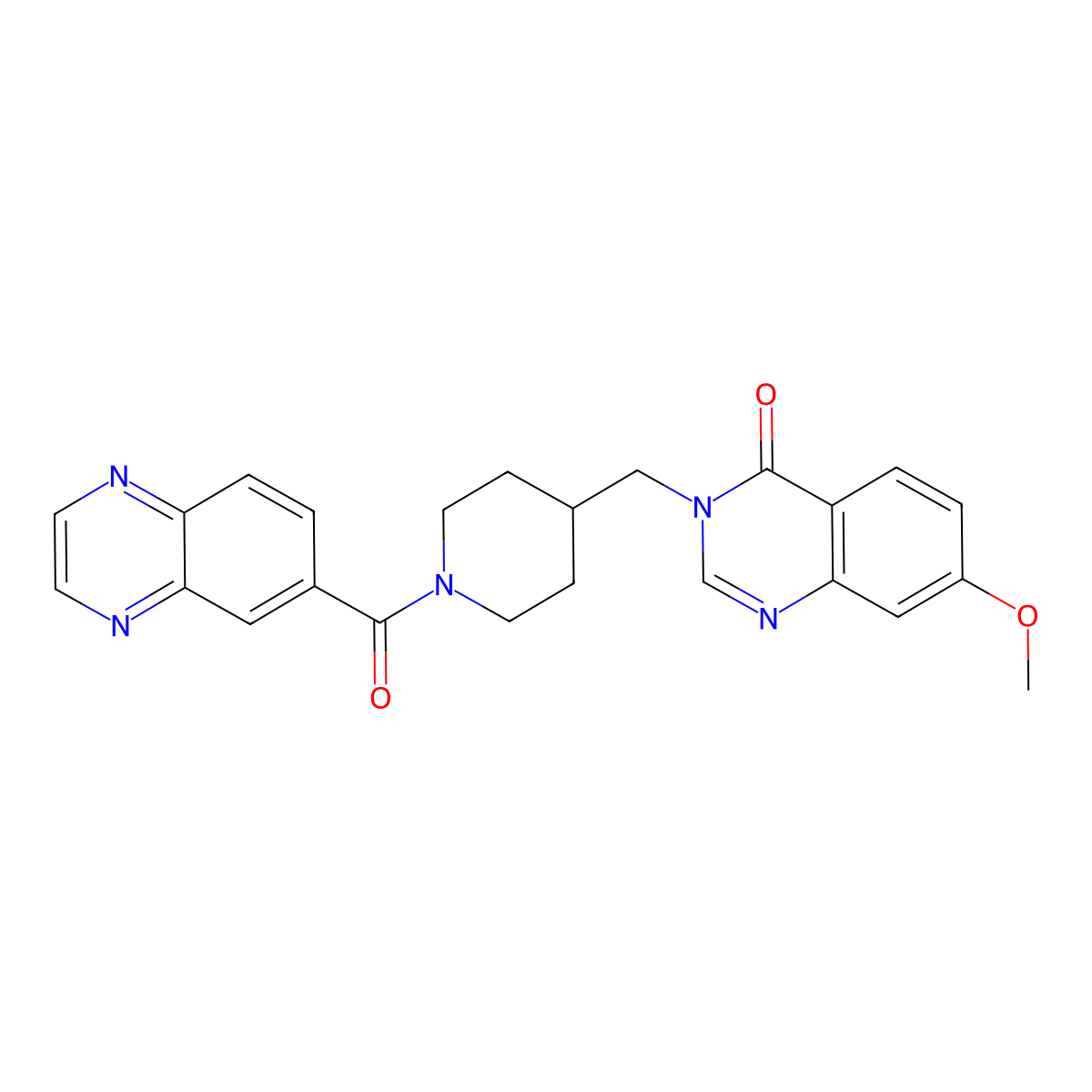7-Methoxy-3-{[1-(quinoxaline-6-carbonyl)piperidin-4-yl]methyl}-3,4-dihydroquinazolin-4-one molecular structure, CAS 2549032-58-6