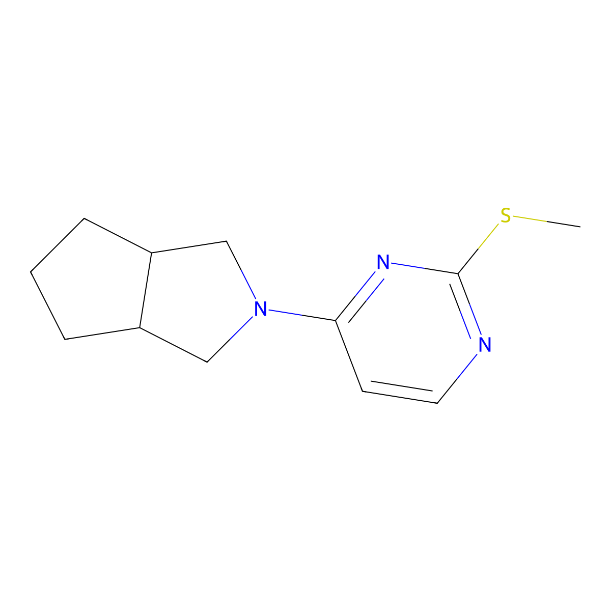 2-(Methylsulfanyl)-4-{octahydrocyclopenta[c]pyrrol-2-yl}pyrimidine molecular structure, CAS 2549032-60-0
