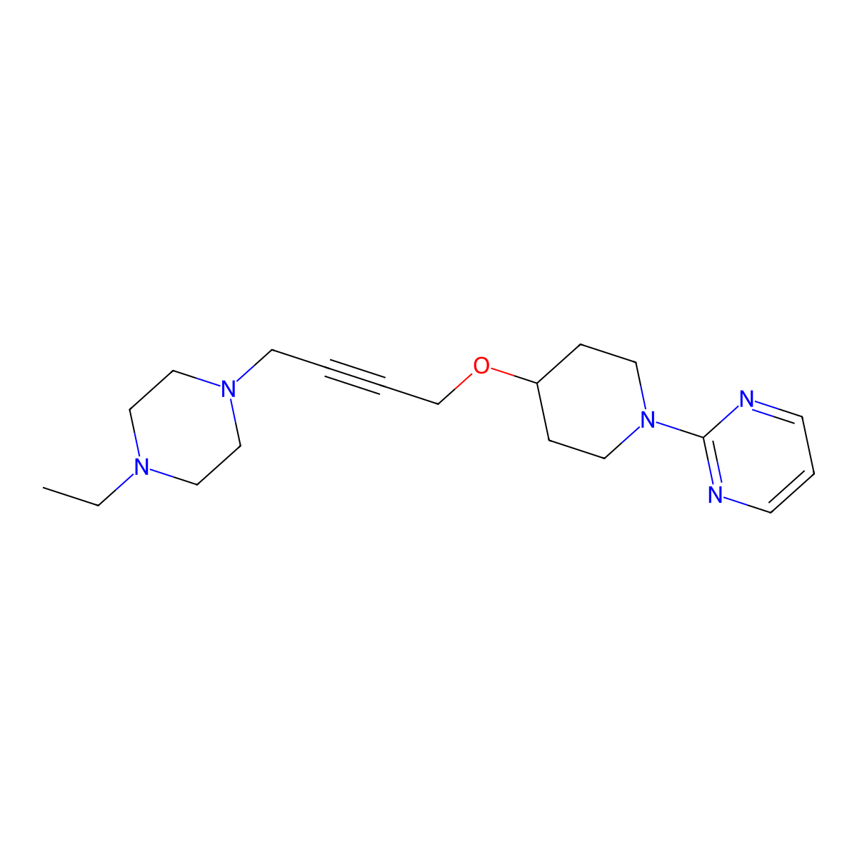 2-(4-{[4-(4-Ethylpiperazin-1-yl)but-2-yn-1-yl]oxy}piperidin-1-yl)pyrimidine molecular structure, CAS 2549032-62-2