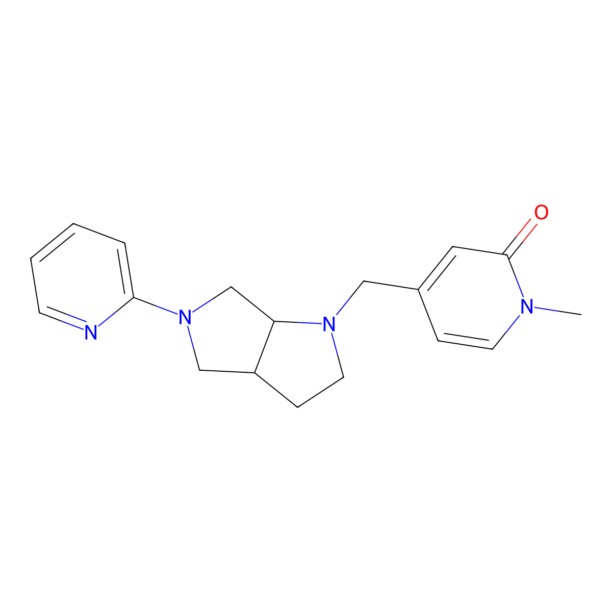 1-Methyl-4-{[5-(pyridin-2-yl)-octahydropyrrolo[2,3-c]pyrrol-1-yl]methyl}-1,2-dihydropyridin-2-one molecular structure, CAS 2549032-63-3