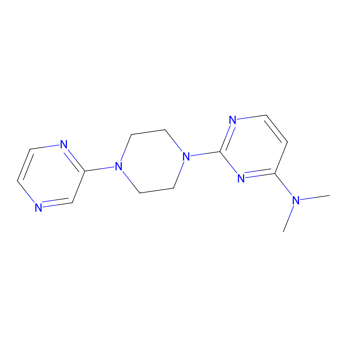 N,N-dimethyl-2-[4-(pyrazin-2-yl)piperazin-1-yl]pyrimidin-4-amine molecular structure, CAS 2549032-67-7