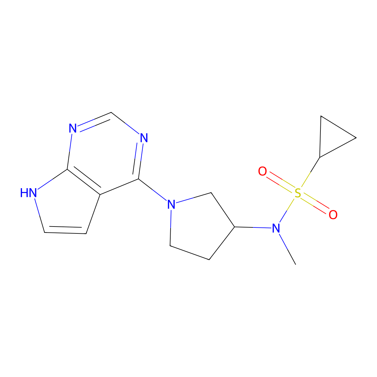 N-methyl-N-(1-{7H-pyrrolo[2,3-d]pyrimidin-4-yl}pyrrolidin-3-yl)cyclopropanesulfonamide molecular structure, CAS 2549032-68-8