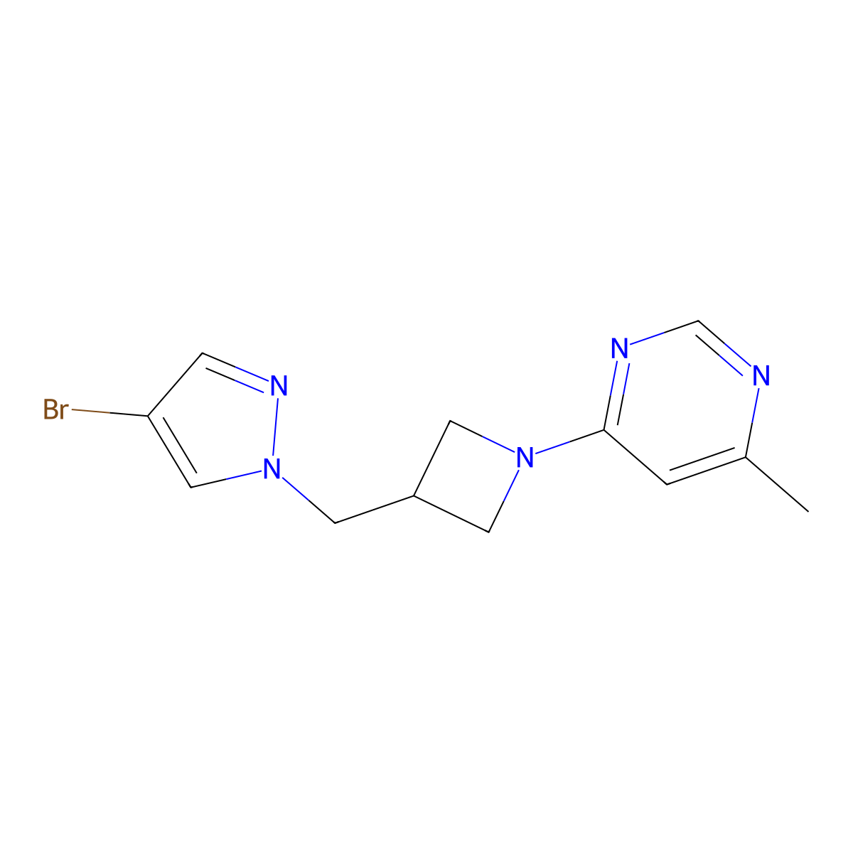 4-{3-[(4-bromo-1H-pyrazol-1-yl)methyl]azetidin-1-yl}-6-methylpyrimidine molecular structure, CAS 2549032-69-9
