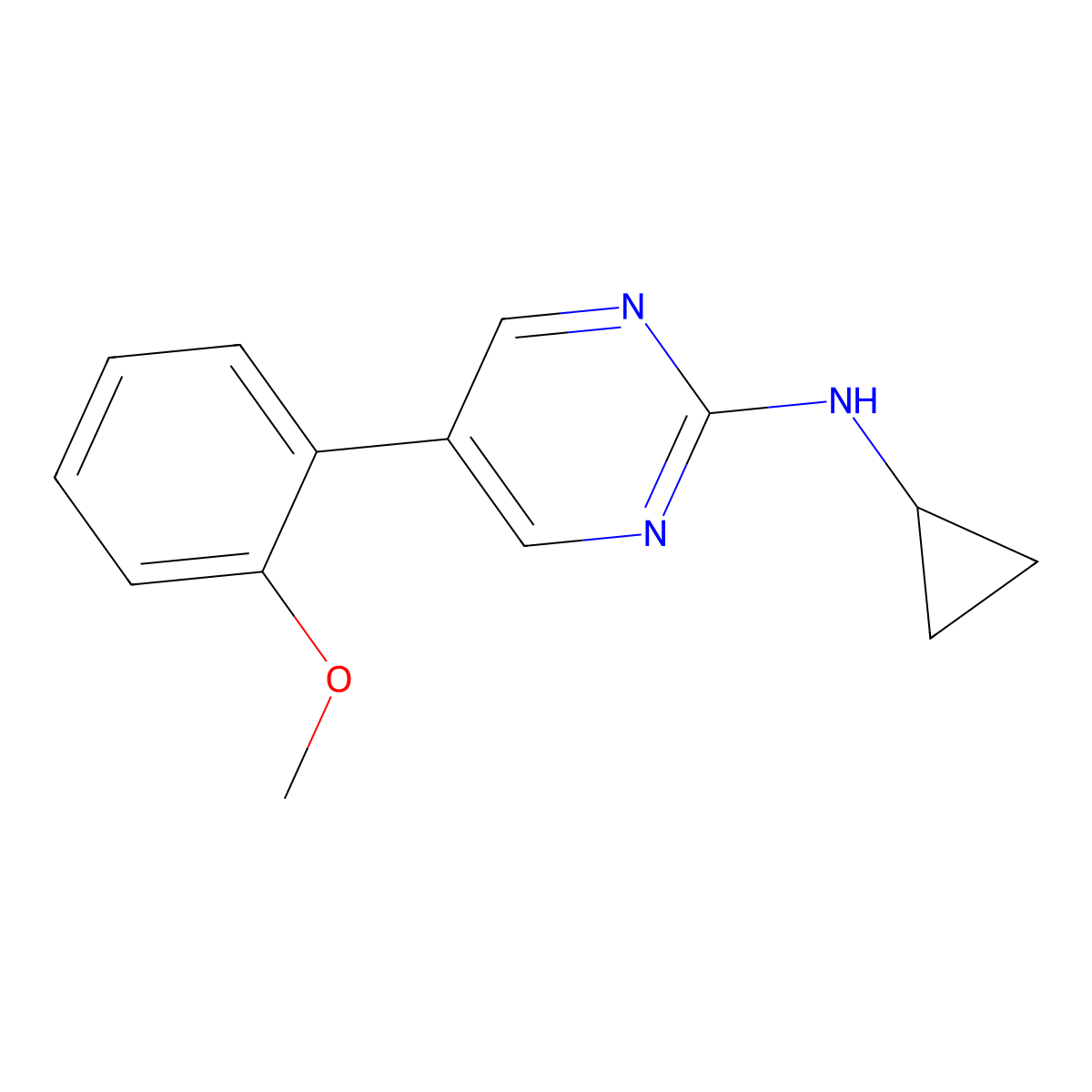 N-cyclopropyl-5-(2-methoxyphenyl)pyrimidin-2-amine molecular structure, CAS 2549032-70-2