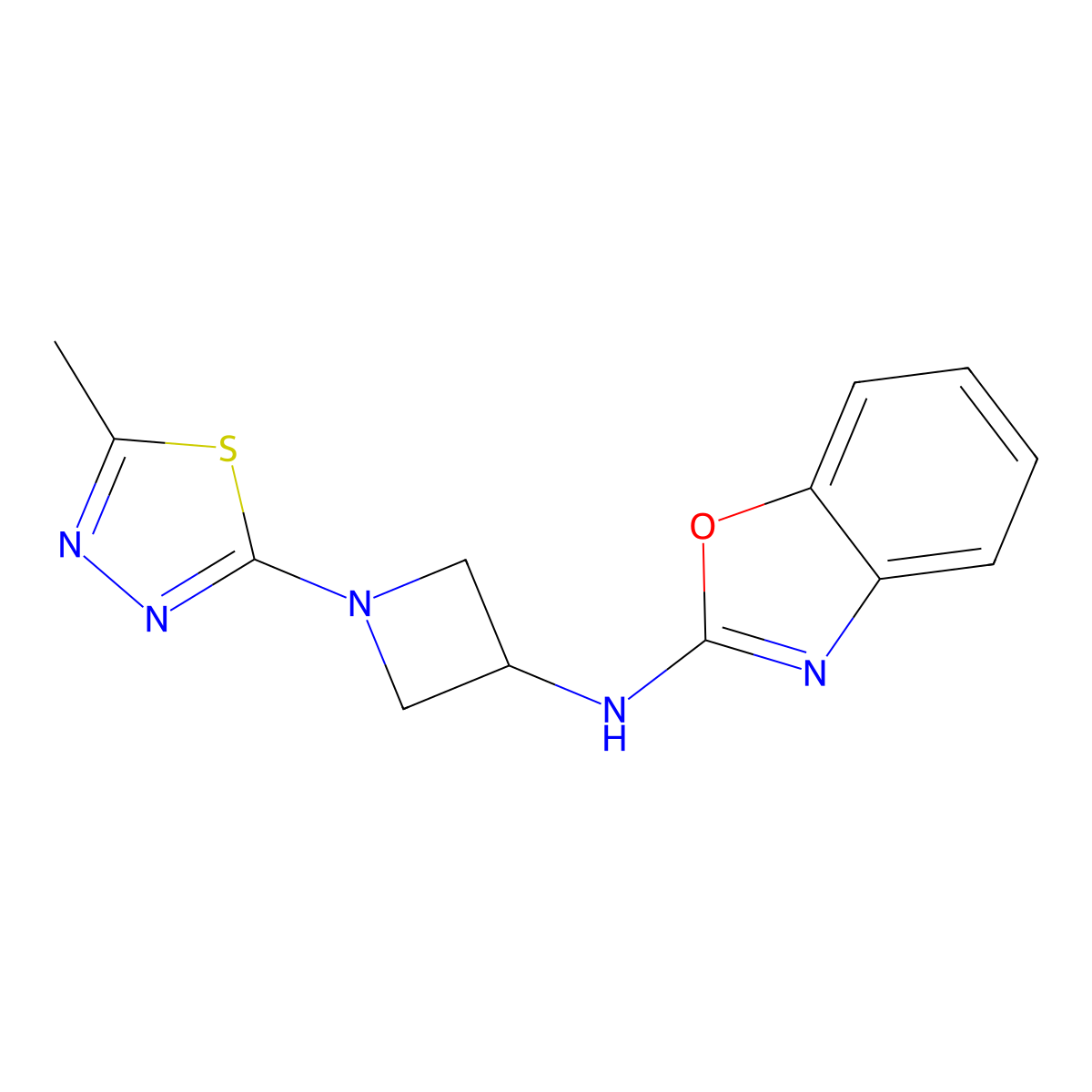 N-[1-(5-methyl-1,3,4-thiadiazol-2-yl)azetidin-3-yl]-1,3-benzoxazol-2-amine molecular structure, CAS 2549032-74-6